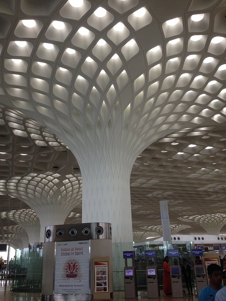 Aeroporto Internacional, Mumbai, arquitetura, dentro de casa, teto