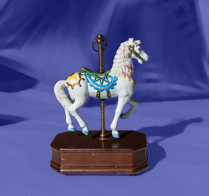 carousel, music box, porcelain horse, vintage