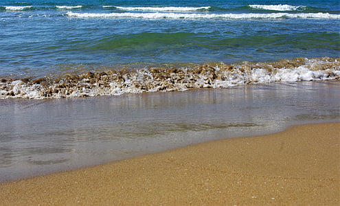 Meer, Welle, Sand, Strand, Urlaub, Spray, nass