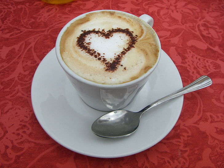 trái tim, Ngày Valentine, cà phê cappuccino, Yêu, lãng mạn, biểu tượng, Ngọt ngào