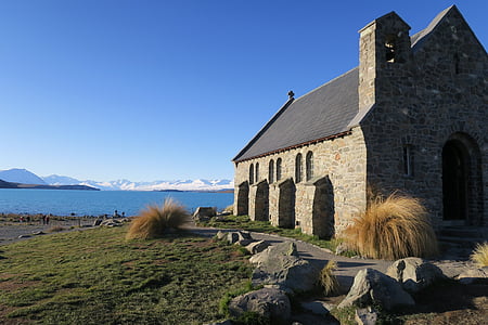 baznīca, Jaunzēlande, ezers