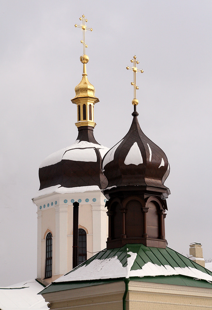 monastery, winter, orthodoxy, cold, frost, dome, cross