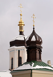 Монастырь, Зима, Православие, холодная, Фрост, купол, Крест