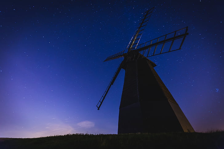 wind mill, historic, silhouette, evening, dusk, twilight, wings