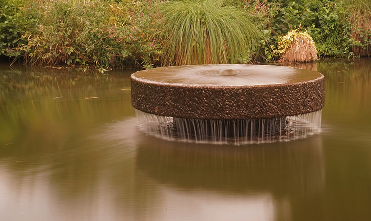 fountain, water, pond, lake, stone fountain