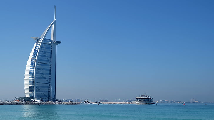 Dubai, Émirats Arabes Unis, Burj Al Arab, bâtiment, Émirats Arabes Unis, plage