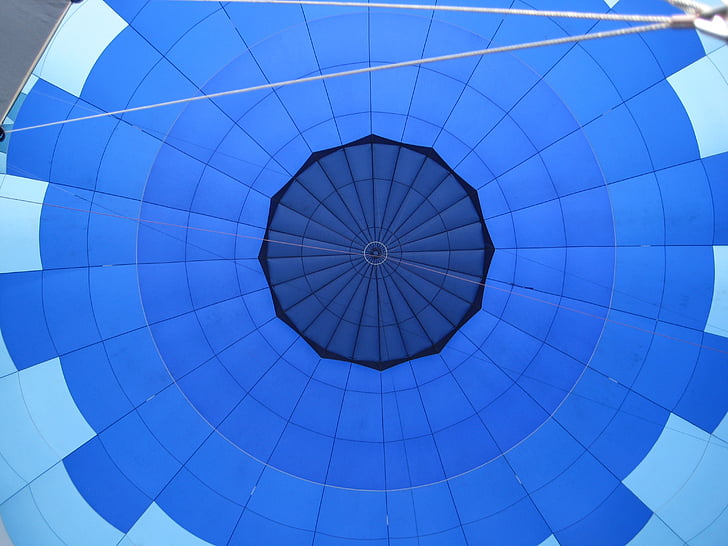 blå, runde, ballon, eventyr, flyvende, luftballon, multi farvet