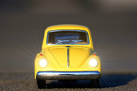 volkswagen, yellow, car, vehicle, retro, vintage, old