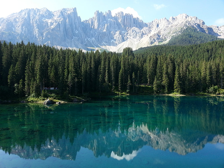 езерото ласка, Доломити, Италия, Алпи, природата, планински, езеро