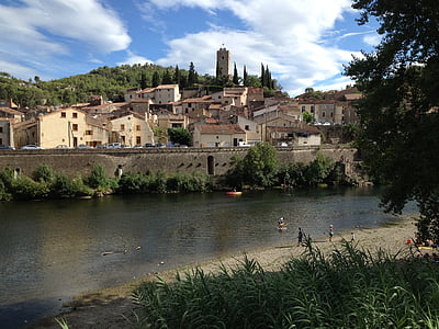 franska byn, floden, Franska, byn, turism, arkitektur, medeltida