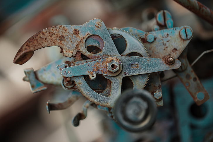 close-up, cog, gear, machine, mechanism, metal, rust