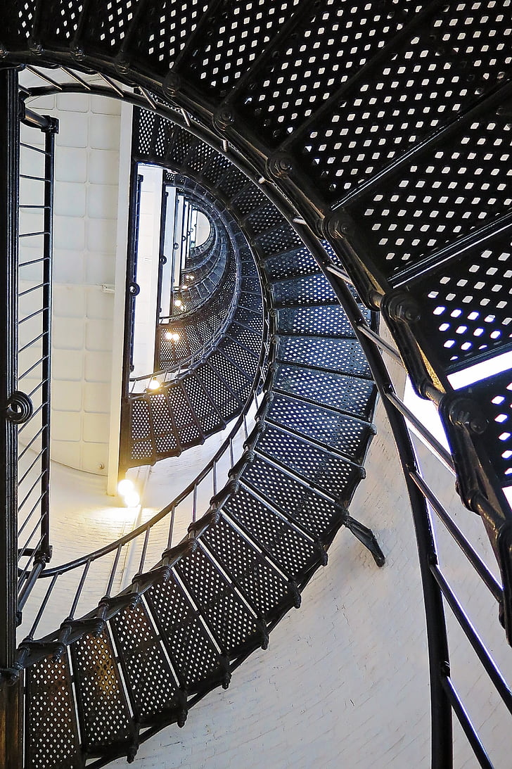 escaliers, phare, mesures, architecture, spirale, escalier, montée