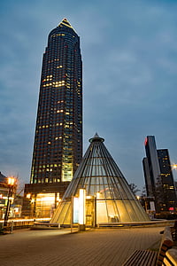 Frankfurtas prie Maino, Hesenas, Vokietija, Messeturm, tikroji, morgenstimmung, Aušros