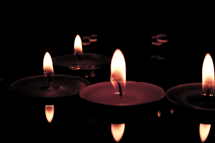 sveče, svetlobe, plamen, ob svečah, gorijo, čaj luči, temno