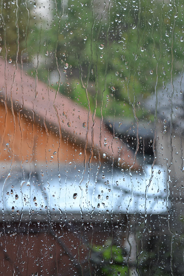 dež, okno, mokro, vreme, padec, vode, kaplja dežja