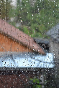 βροχή, παράθυρο, υγρό, καιρικές συνθήκες, αφήστε το, νερό, σταγόνα βροχής