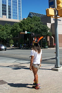 Austin, Texas, Innenstadt, Native, amerikanische, indische, Kostüm