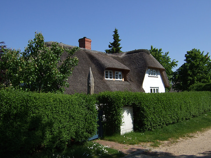 amrum, thatched roof, home, island