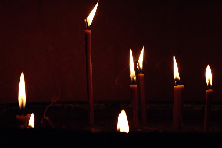svíčka, tmavý, světlo, plamen, oheň, světlo svíček, náboženství