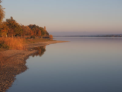 康斯坦茨湖, 日落, abendstimmung, 水, 镜像, 秋天, 反思