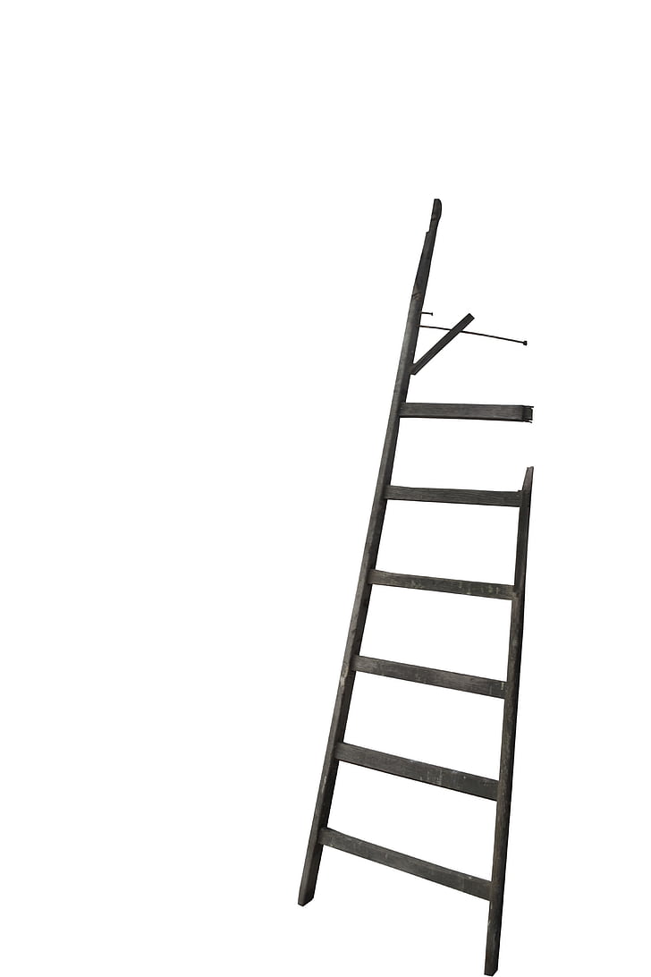 head, wood, broken, isolated, wooden ladder, ladder, step Ladder