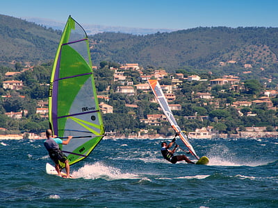 Windsurf, peselancar angin, akuakultur, selatan Perancis, Saint-Tropez
