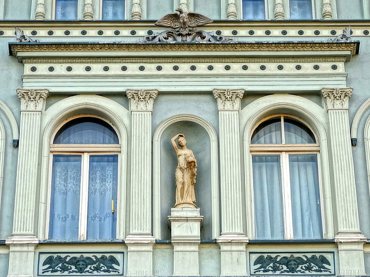 oude marktplein, Bydgoszcz, niche, beeldhouwkunst, standbeeld, het platform, decor
