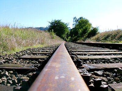 traccia, treno, ferroviario, binario ferroviario, in acciaio, trasporto, Ferro - metallo