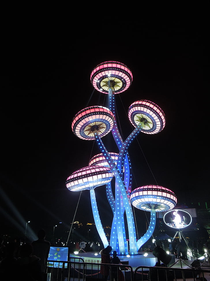 Kanton, zabaviščni park, razsvetljava, nočni pogled, Kitajska, Aziji