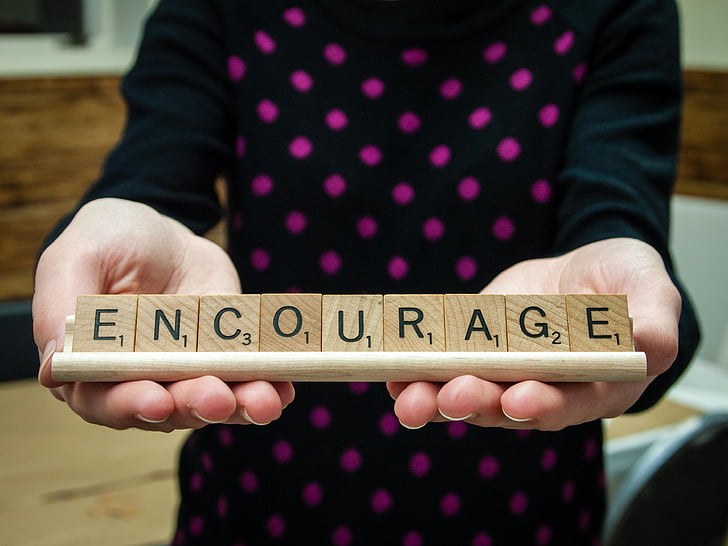 Word, encourager les, tuiles de Scrabble, lettres, Message, positif, encouragement