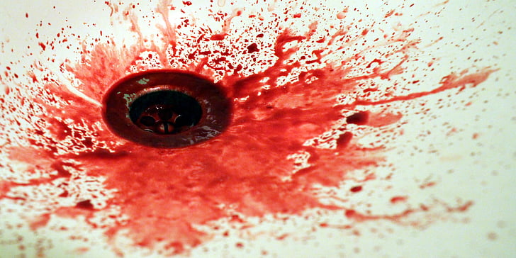 máu, spatter, Các vết bẩn, màu đỏ, lưu vực tay, Bồn rửa chén, vết thương