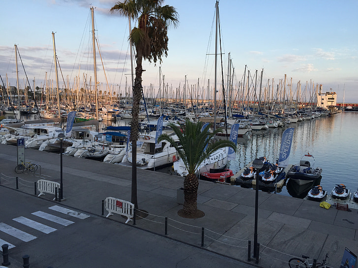 Port, urheilu, Marina, veneet, Yachts, Promenade, hämärä