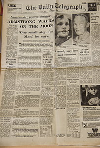 novine, povijesne, prvi, mjesec, slijetanje, Armstrong, Aldrin