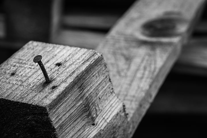 palette, building, build, wood, nail, black and white, industry