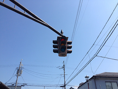 signal, blå himmel, Nagahama, vertikala