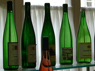 vīns, vīna pudele, spirta, apdare, gaisma, gaismu atpakaļ, zaļa