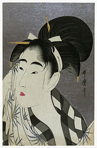 Asijská dívka, Asie, Žena, vlasy, účes, obličej, kresba