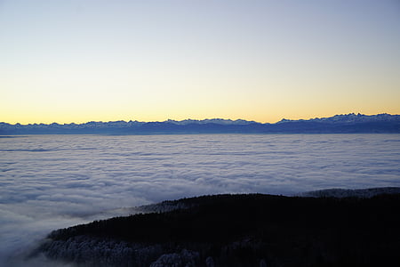 morgenstimmung, alpenblick, mountains, alpine, sea of fog, selva marine, alps