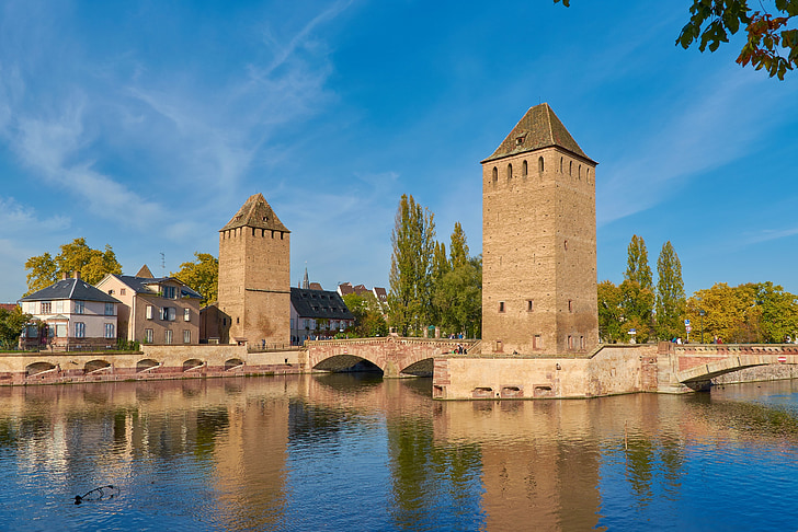alsace, strasbourg, henry tower, pont envelopes, canon bastion, weir, tower