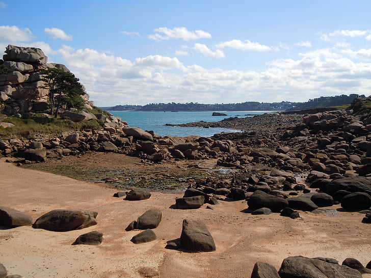 kystnære landskab, klippefyldte kyst, engelske kanal, Bretagne