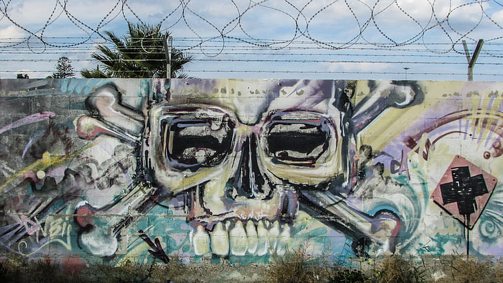 graffiti, paret, urbà, adolescent, Avís, esprai
