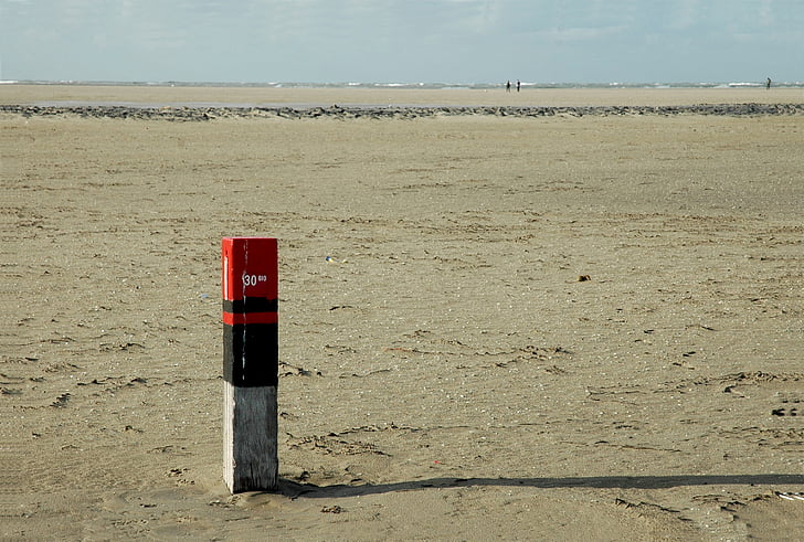 paplūdimys, Šiaurės jūra, Nyderlandai, tuščiame paplūdimyje