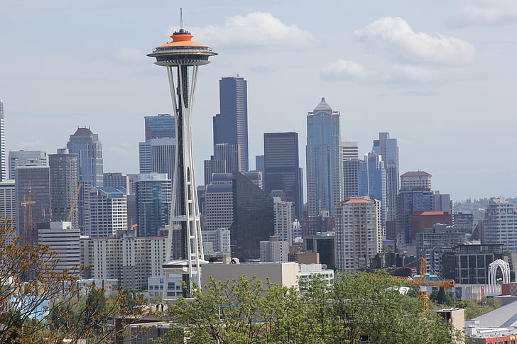 Seattle, City, skyline, Washington, bybilledet, vartegn, Tower