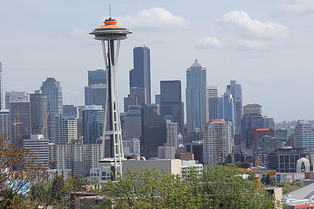 Seattle, město, Panorama, Washington, Panoráma města, orientační bod, věž