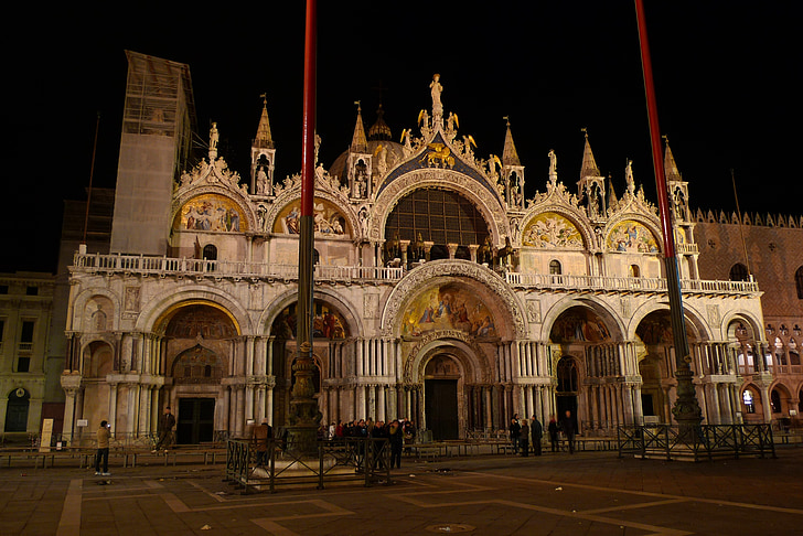 Venesia, Basilica, pediment, gendang telinga, kubah, St-marc, Italia