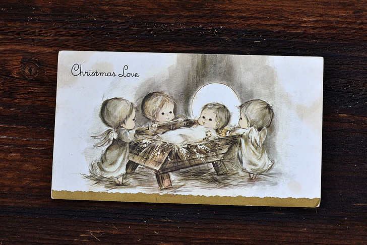 mapę, kartki świąteczne, stary, używane, dziecko, Boże Narodzenie, drewno