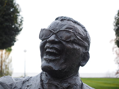 statue, bust, head, bronze statue, ray charles, singer, musician