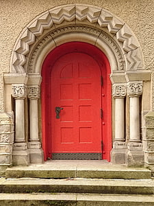 objectif, porte, rouge, Église, portes, portail, porte