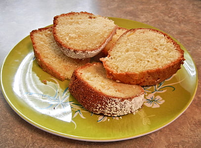 sponge cake, baked cake, sliced caked, confectioners sugar