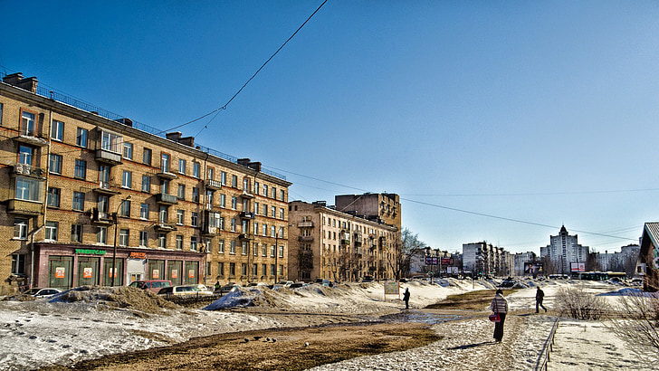 Sanktpēterburga, Krievija, ēkas, siluets, arhitektūra, pilsēta, pilsētās